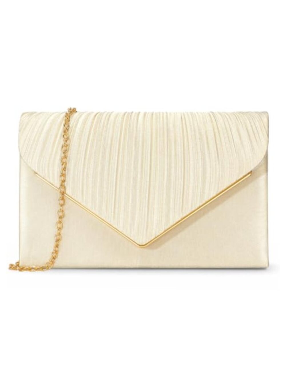 Satin Envelope Clutch with Detachable Chain Strap Formal Evening Bag